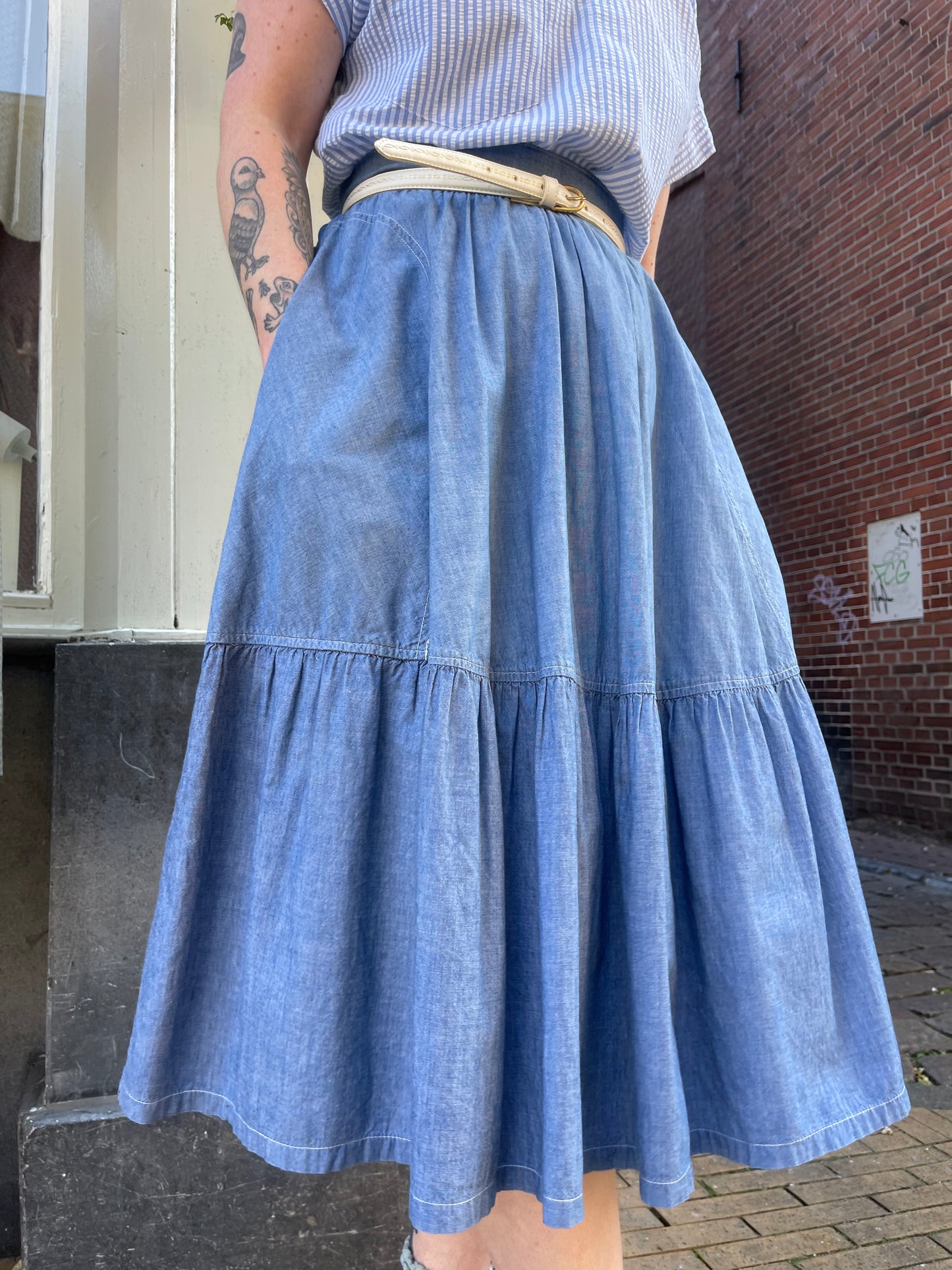 Midi denim rok