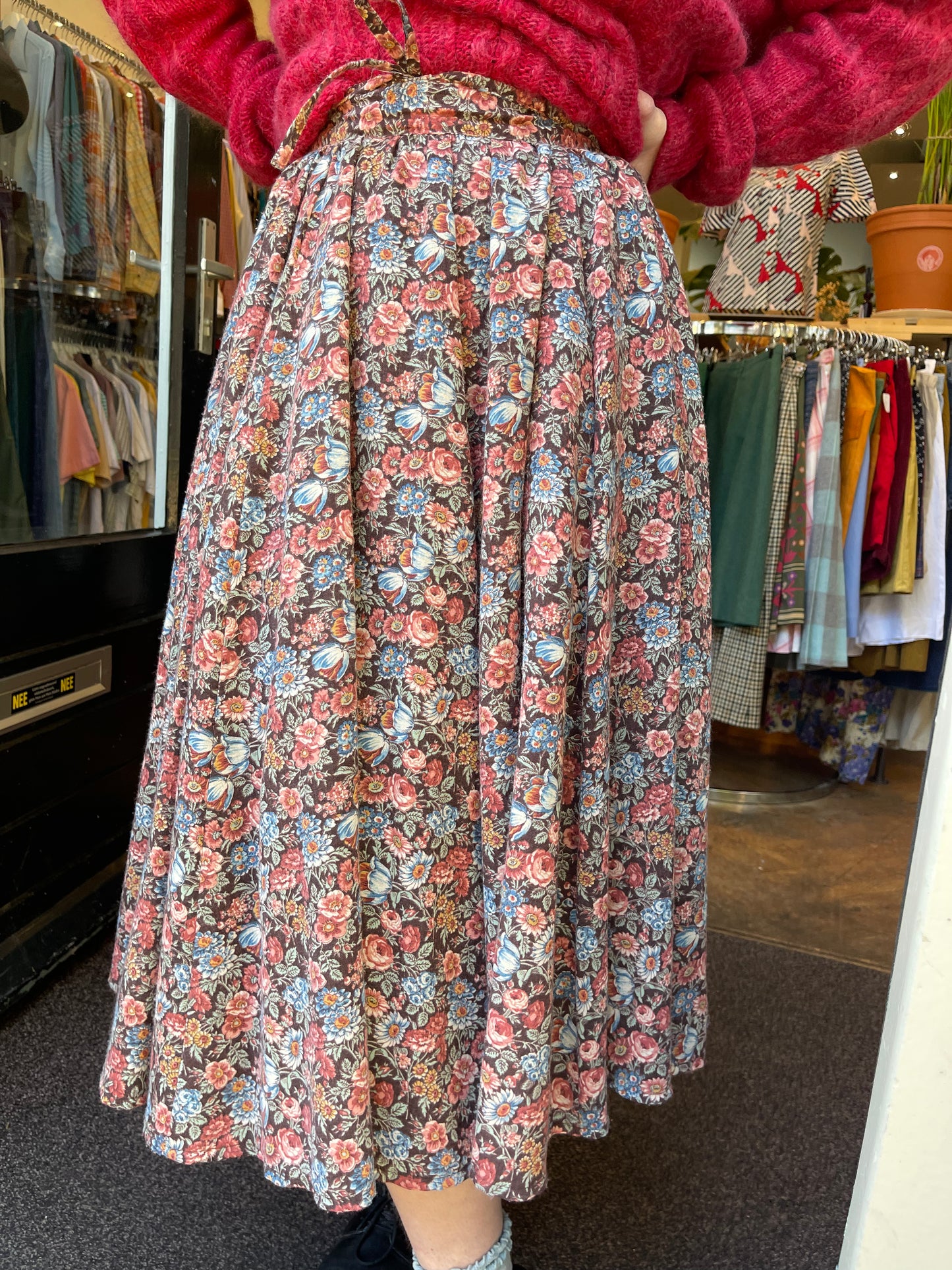 Midi rok met bloemenprint